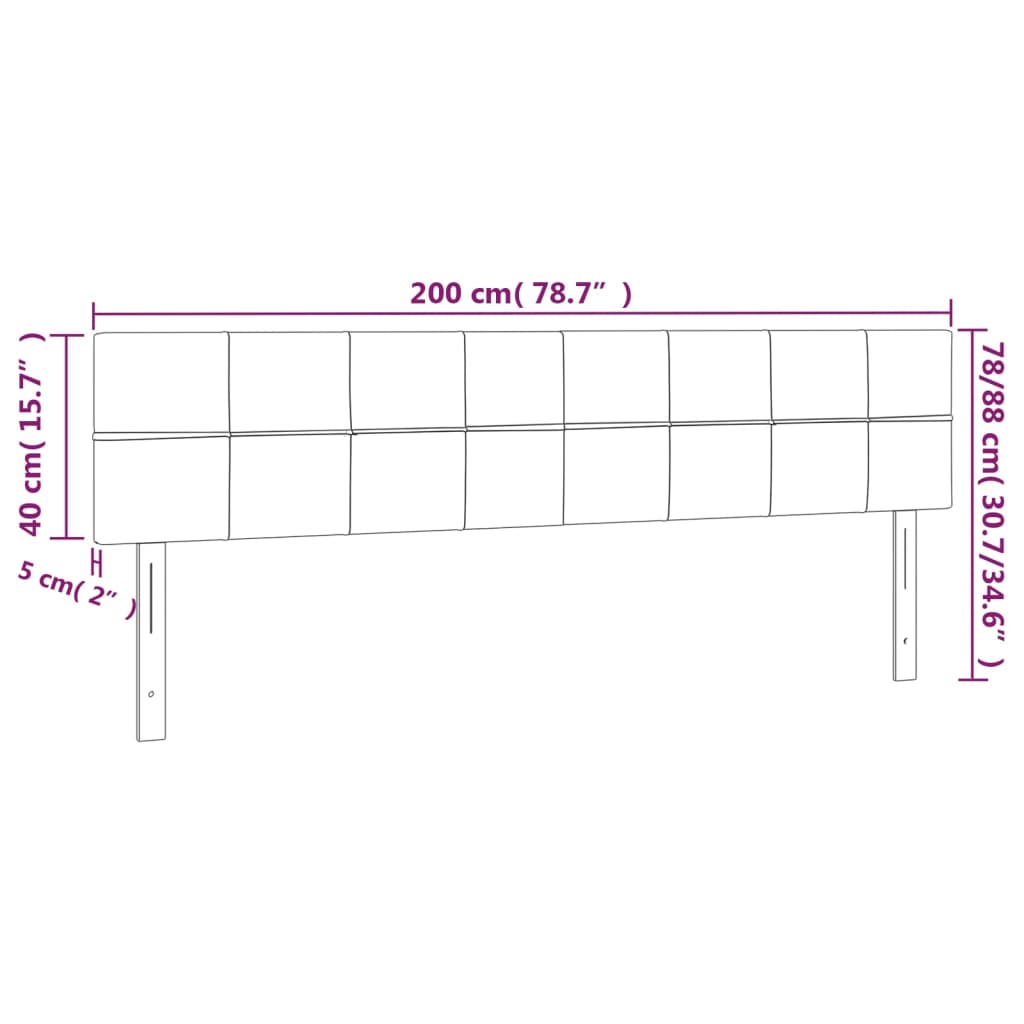 vidaXL sötétzöld bársony LED-es fejtámla 200x5x78/88 cm