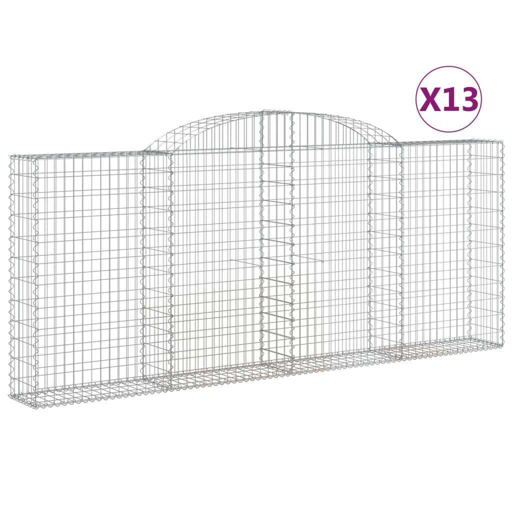 vidaXL 13 db íves horganyzott vas gabion kosár 300x30x120/140 cm