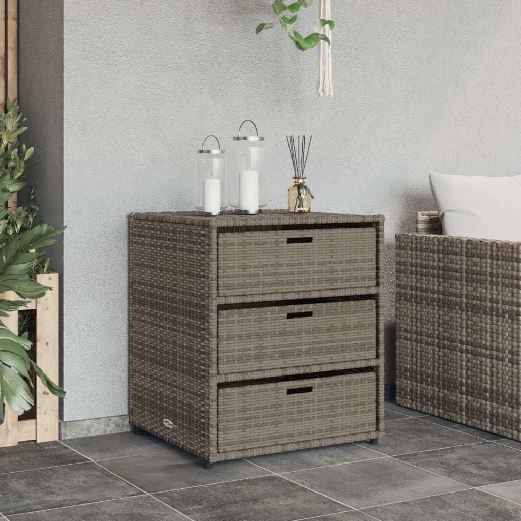 vidaXL szürke polyrattan kerti tárolószekrény 55 x 59 x 69 cm