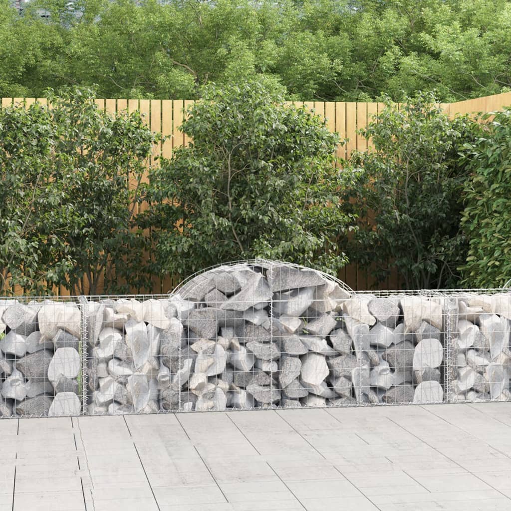 vidaXL 8 db íves horganyzott vas gabion kosár 200x50x60/80 cm