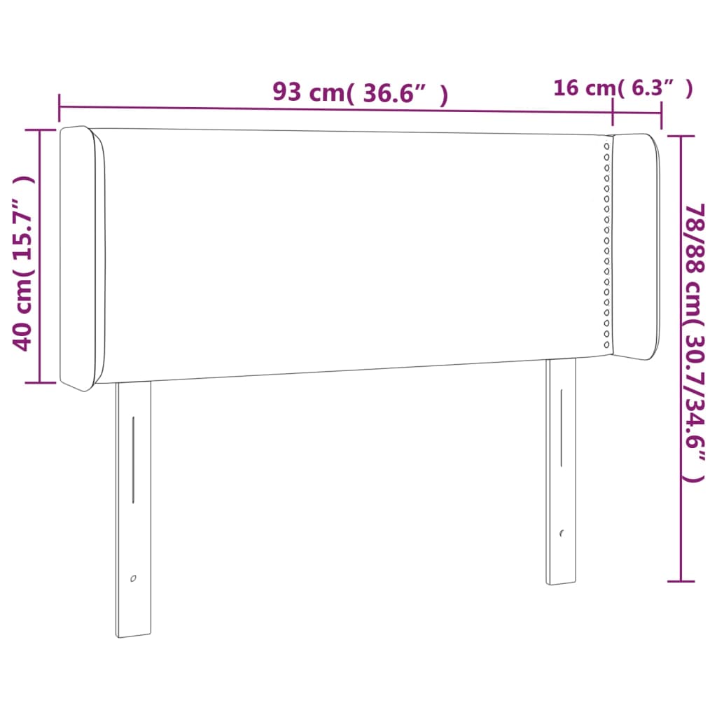 vidaXL világosszürke szövet LED-es fejtámla 93 x 16 x 78/88 cm