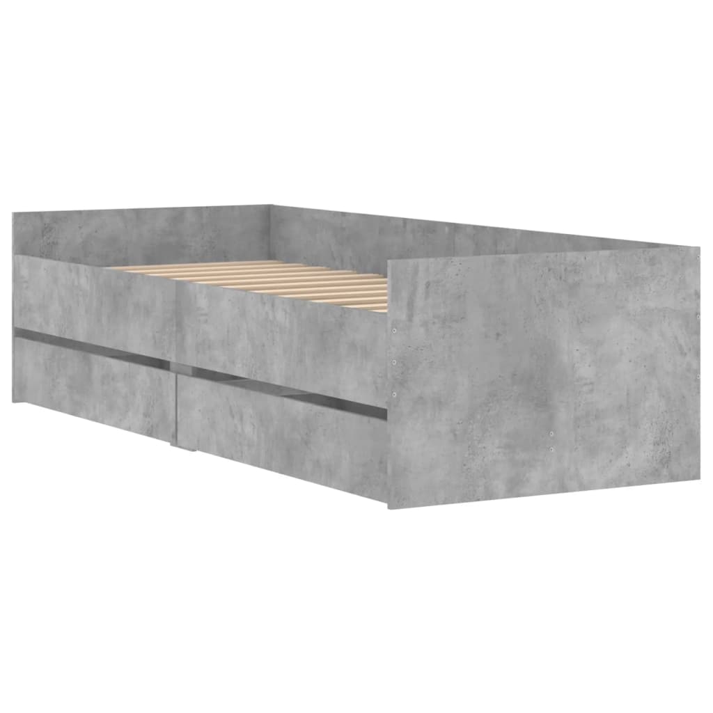 vidaXL betonszürke ágykeret fiókokkal 90x190 cm