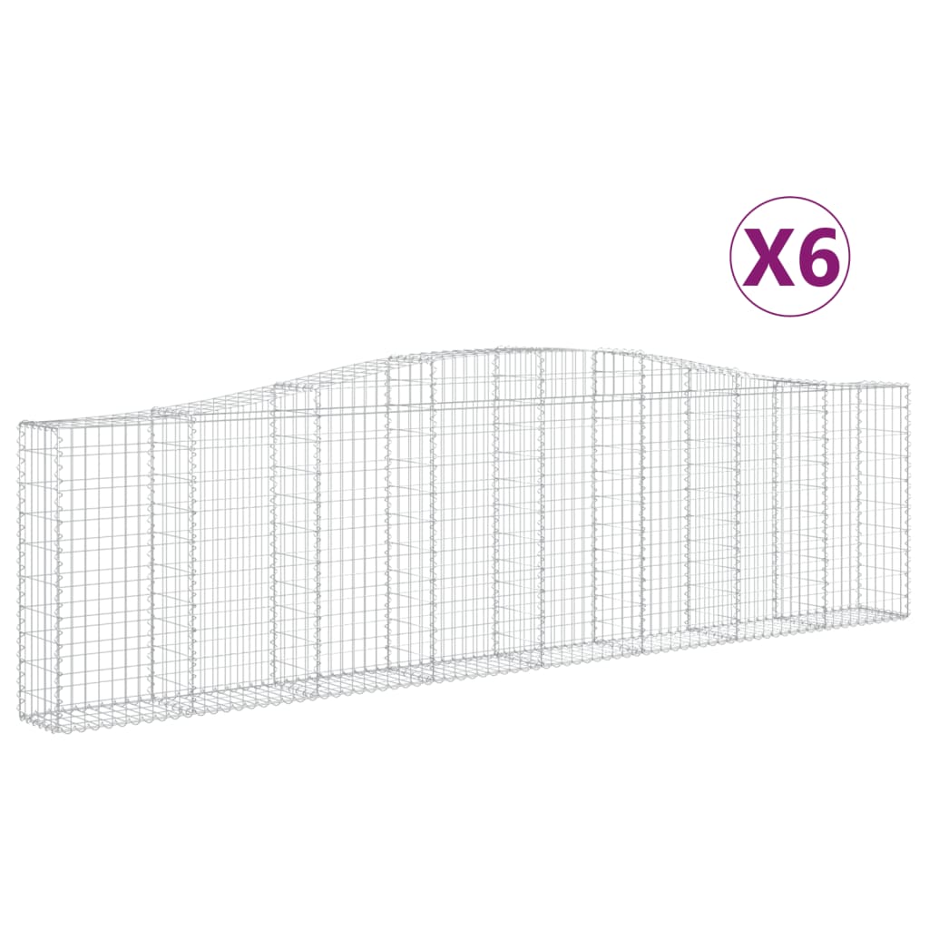 vidaXL 6 db íves horganyzott vas gabion kosár 400x30x100/120 cm