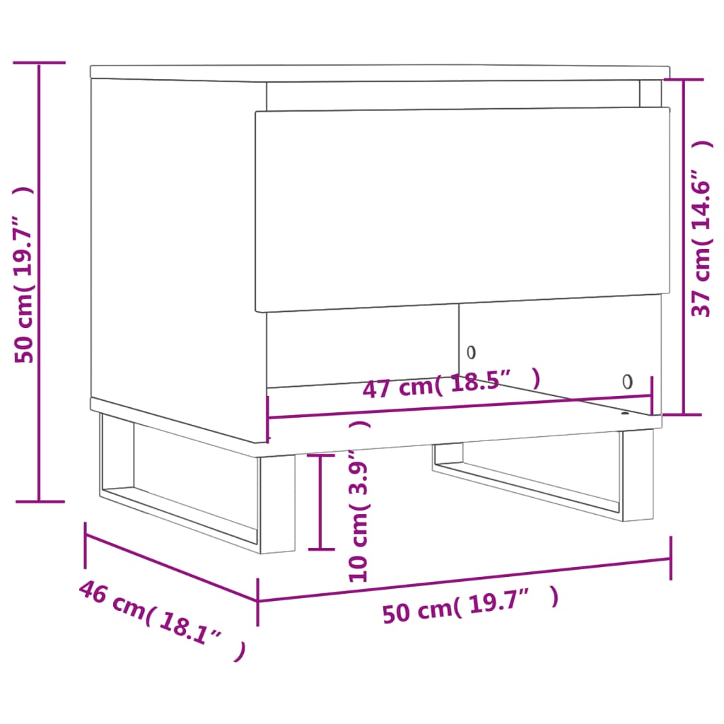 vidaXL 2 db barna tölgy szerelt fa dohányzóasztal 50 x 46 x 50 cm