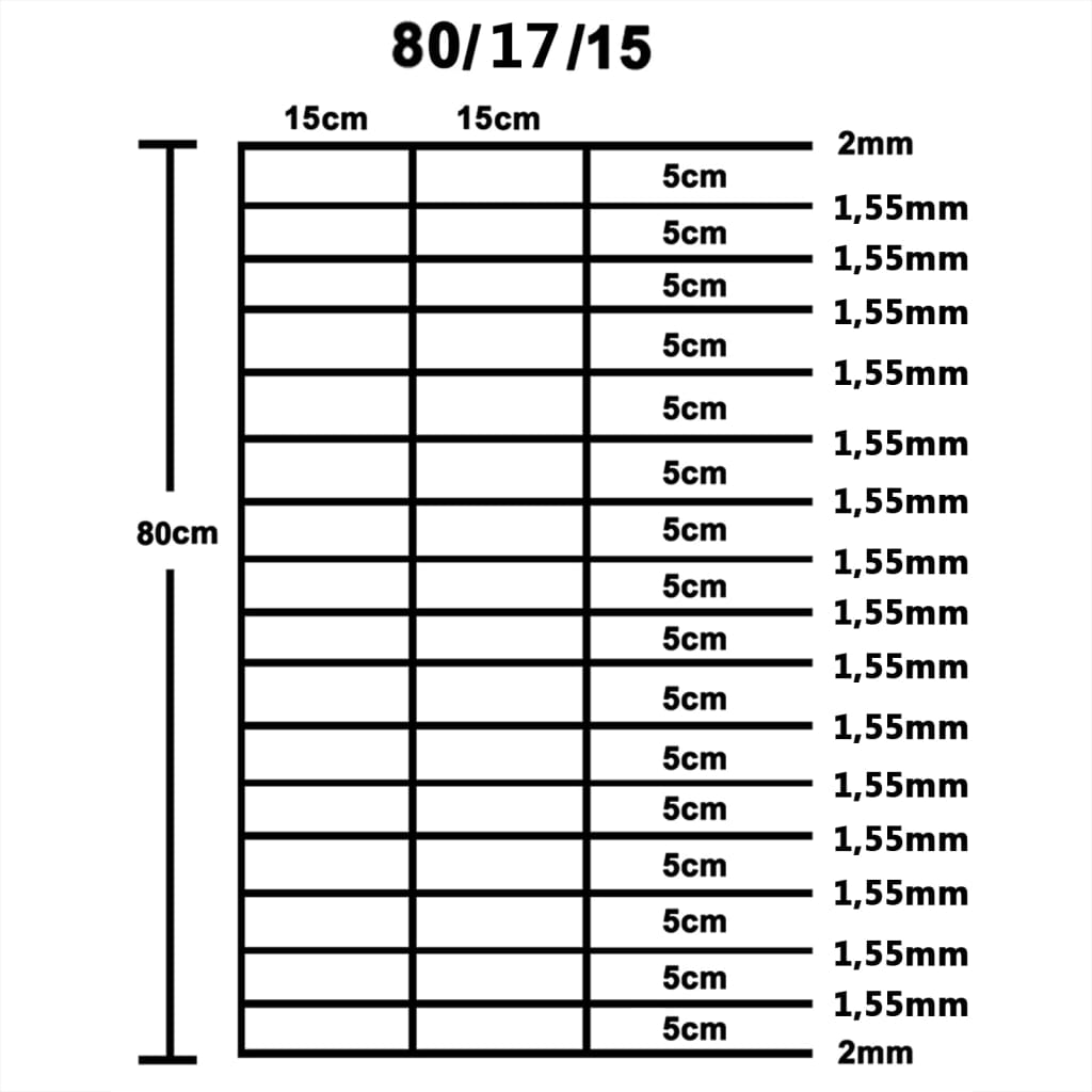 vidaXL ezüstszínű horganyzott acél kerti kerítés 50 x 0,8 m