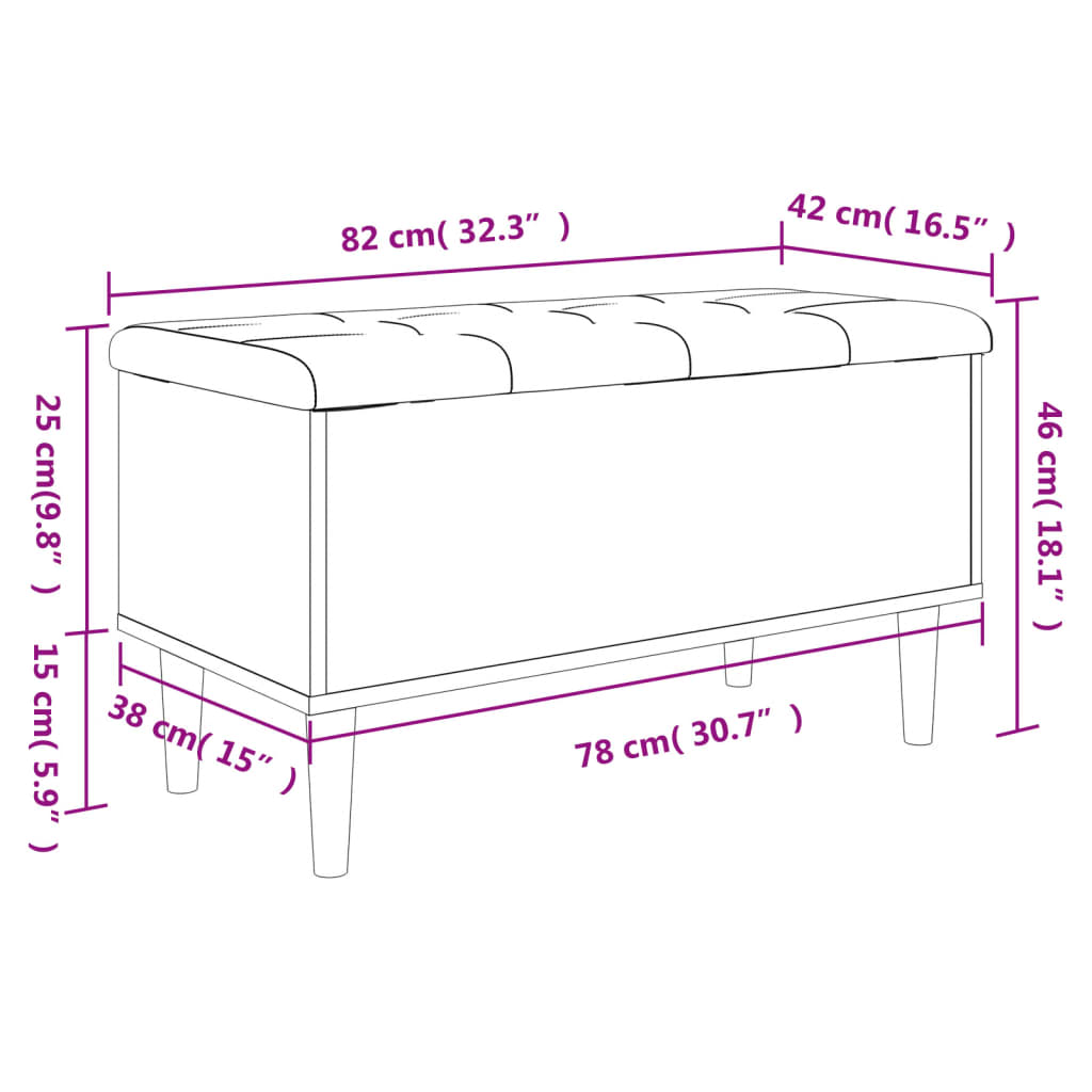 vidaXL szürke sonoma színű szerelt fa tárolópad 82x42x46 cm