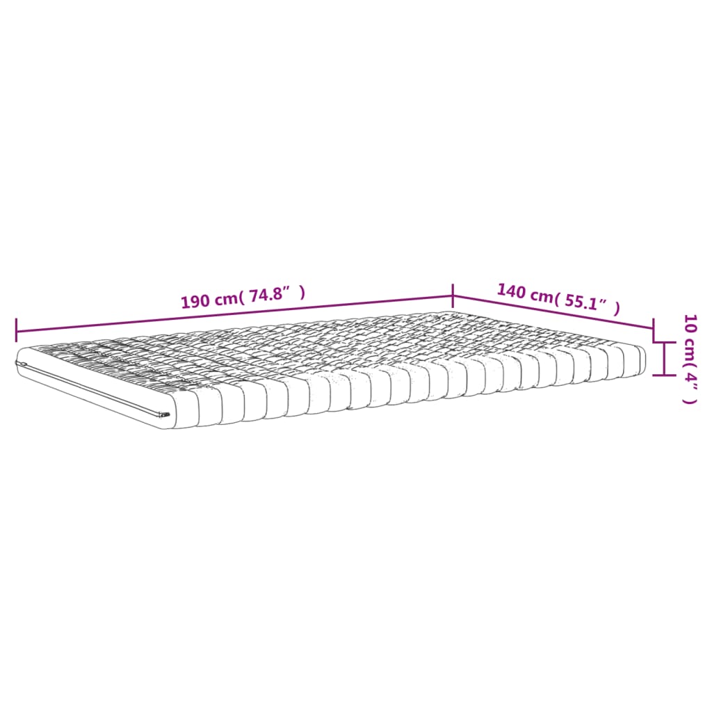 vidaXL fehér 7 zónás 20 ILD keménységű habmatrac 140 x 190 cm