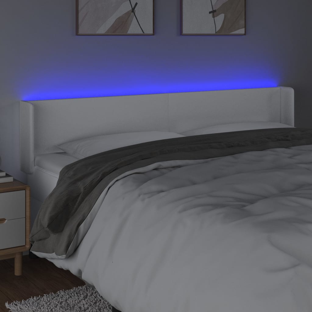 vidaXL fehér műbőr LED-es fejtámla 203x16x78/88 cm