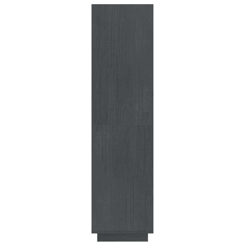 vidaXL szürke tömör fenyőfa könyvszekrény/térelválasztó 40x35x135 cm