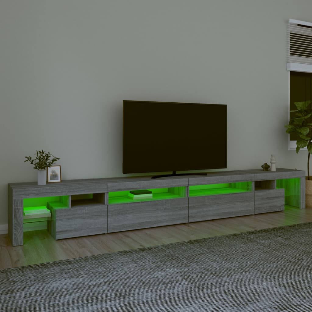 vidaXL szürke sonoma-színű TV-szekrény LED-lámpákkal 290x36,5x40 cm