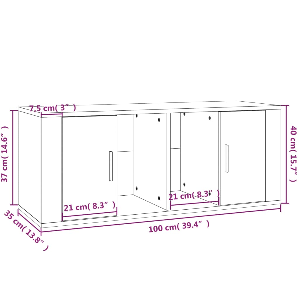 vidaXL szürke sonoma színű szerelt fa TV-szekrény 100 x 35 x 40 cm