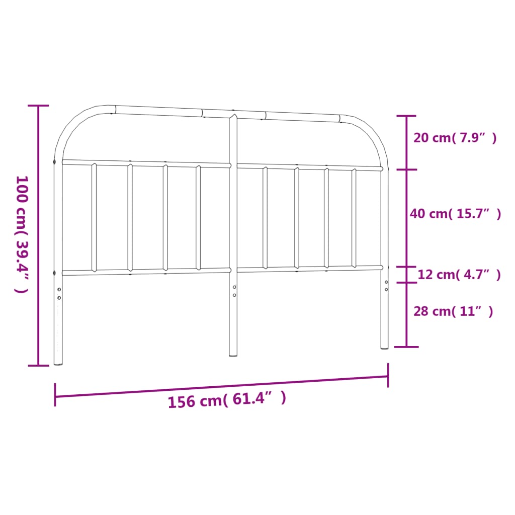 vidaXL fehér fém fejtámla 150 cm