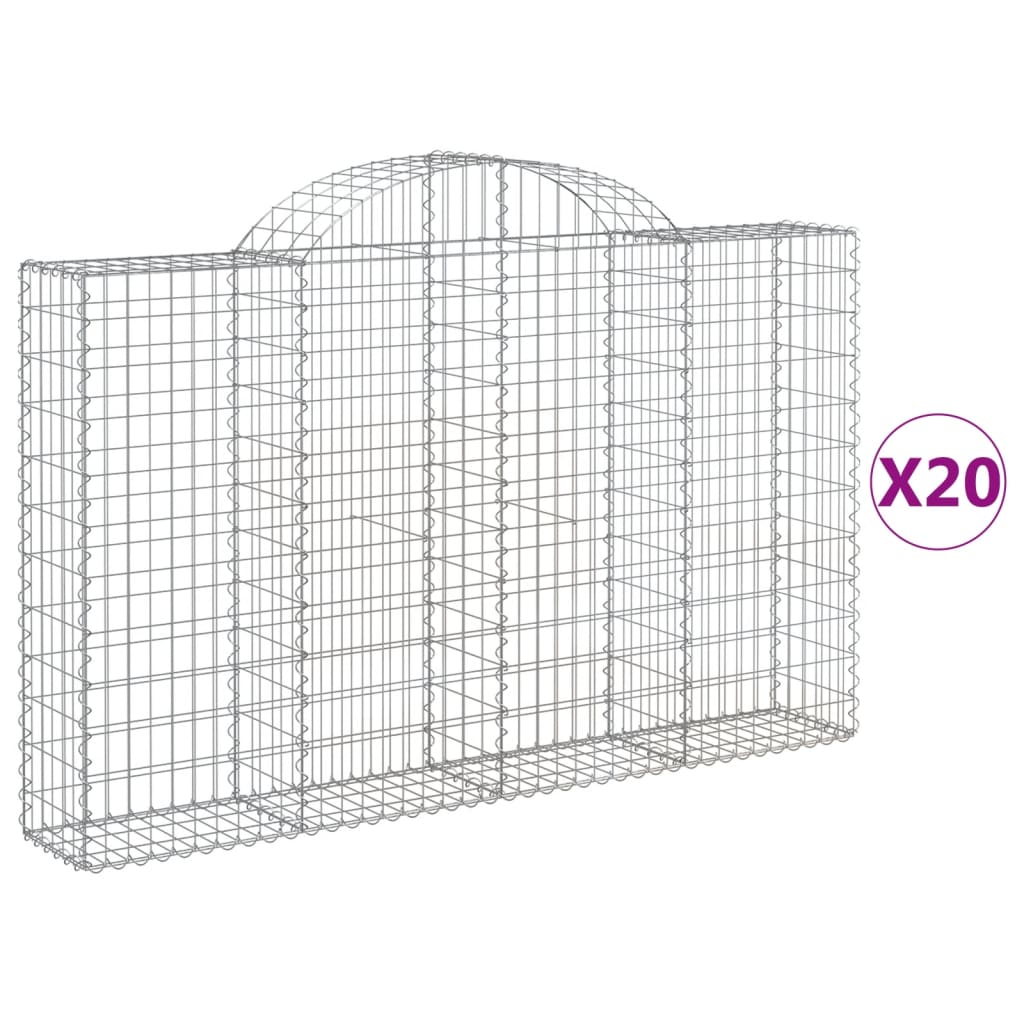 vidaXL 20 db íves horganyzott vas gabion kosár 200x30x120/140 cm