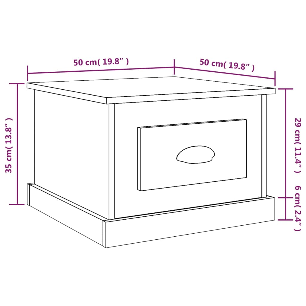 vidaXL barna tölgyszínű szerelt fa dohányzóasztal 50 x 50 x 35 cm