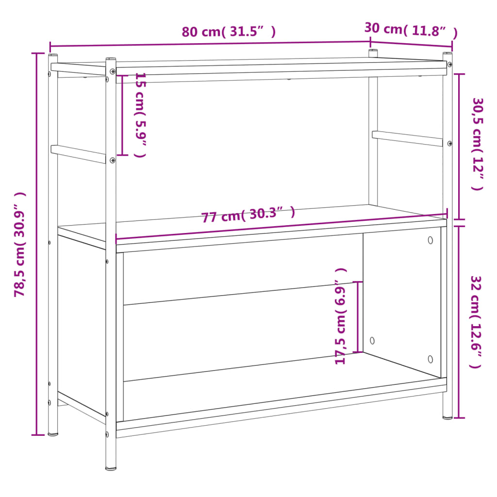 vidaXL barna tölgyszínű szerelt fa és vas íróasztal 80 x 30 x 78,5 cm