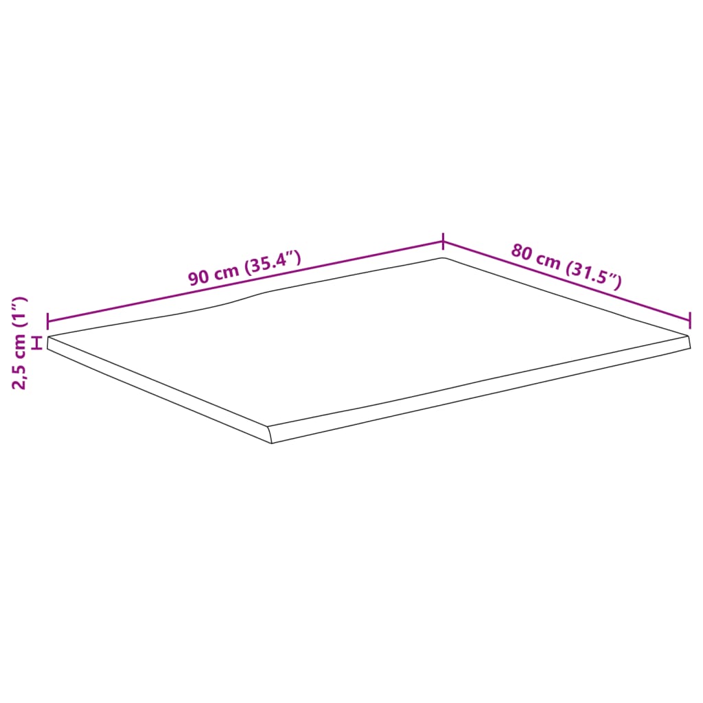 vidaXL tömör nyers mangófa természetes élű asztallap 90 x 80 x 2,5 cm