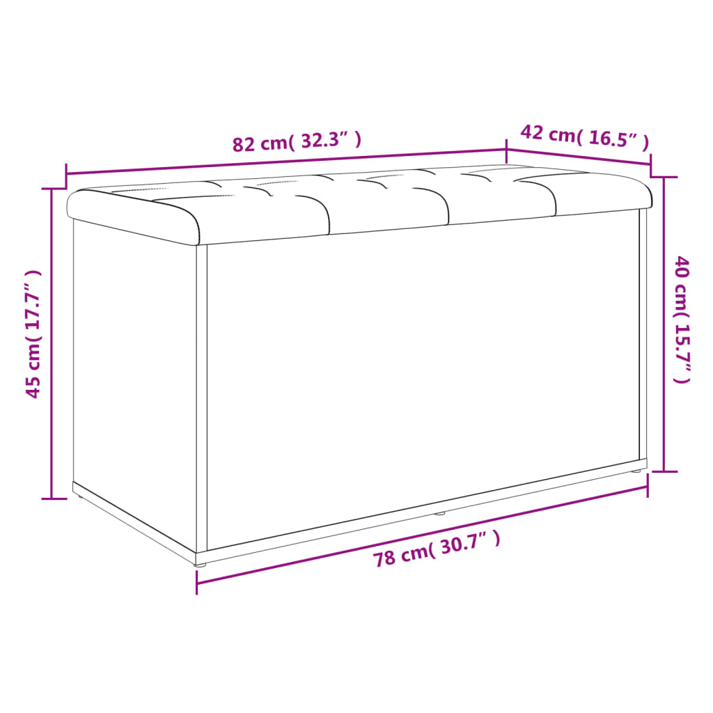 vidaXL sonoma tölgy színű szerelt fa tárolópad 82 x 42 x 45 cm