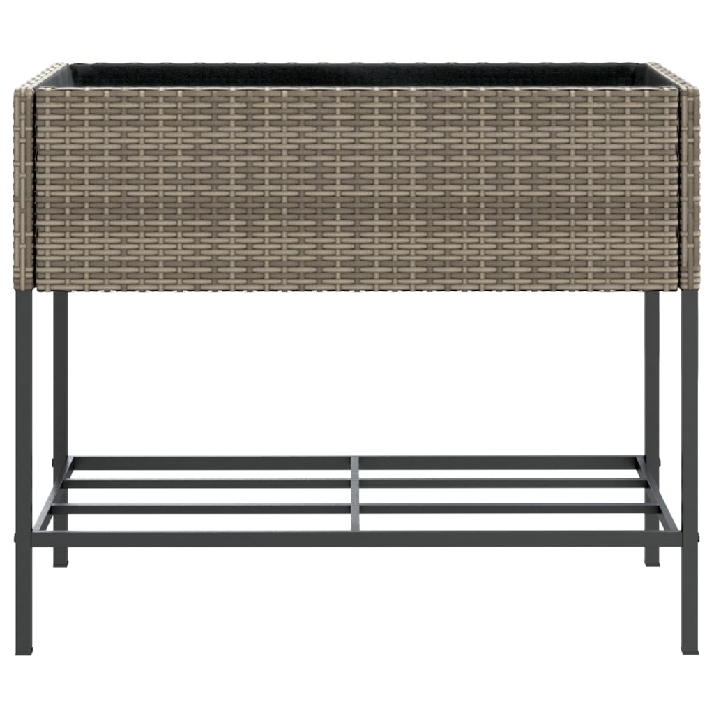 vidaXL 2 db szürke polyrattan kerti ültetőláda polccal 90 x 40 x 75 cm