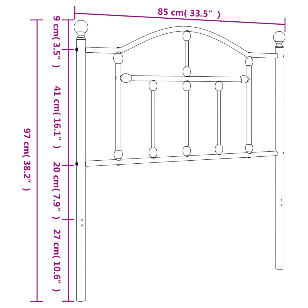 vidaXL fehér fém fejtámla 80 cm