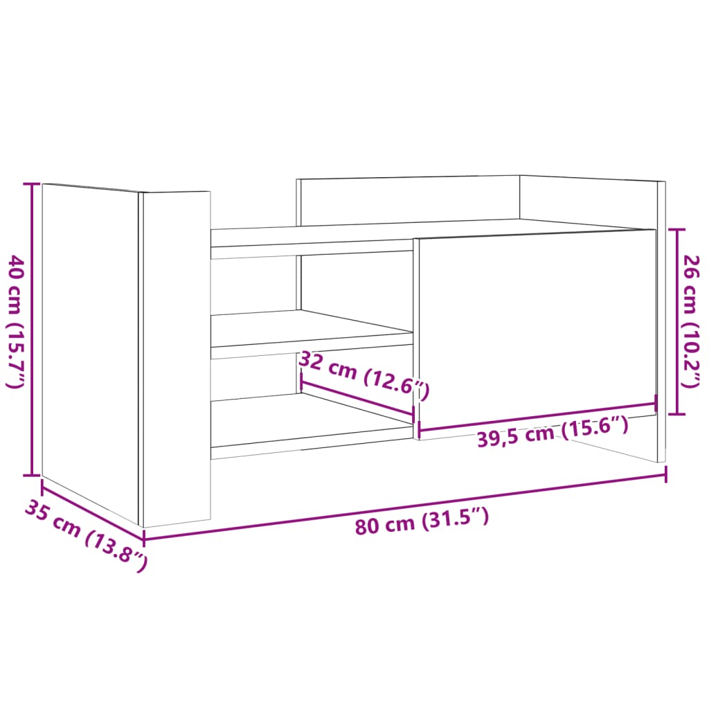 vidaXL sonoma tölgy színű szerelt fa TV-szekrény 80 x 35 x 40 cm