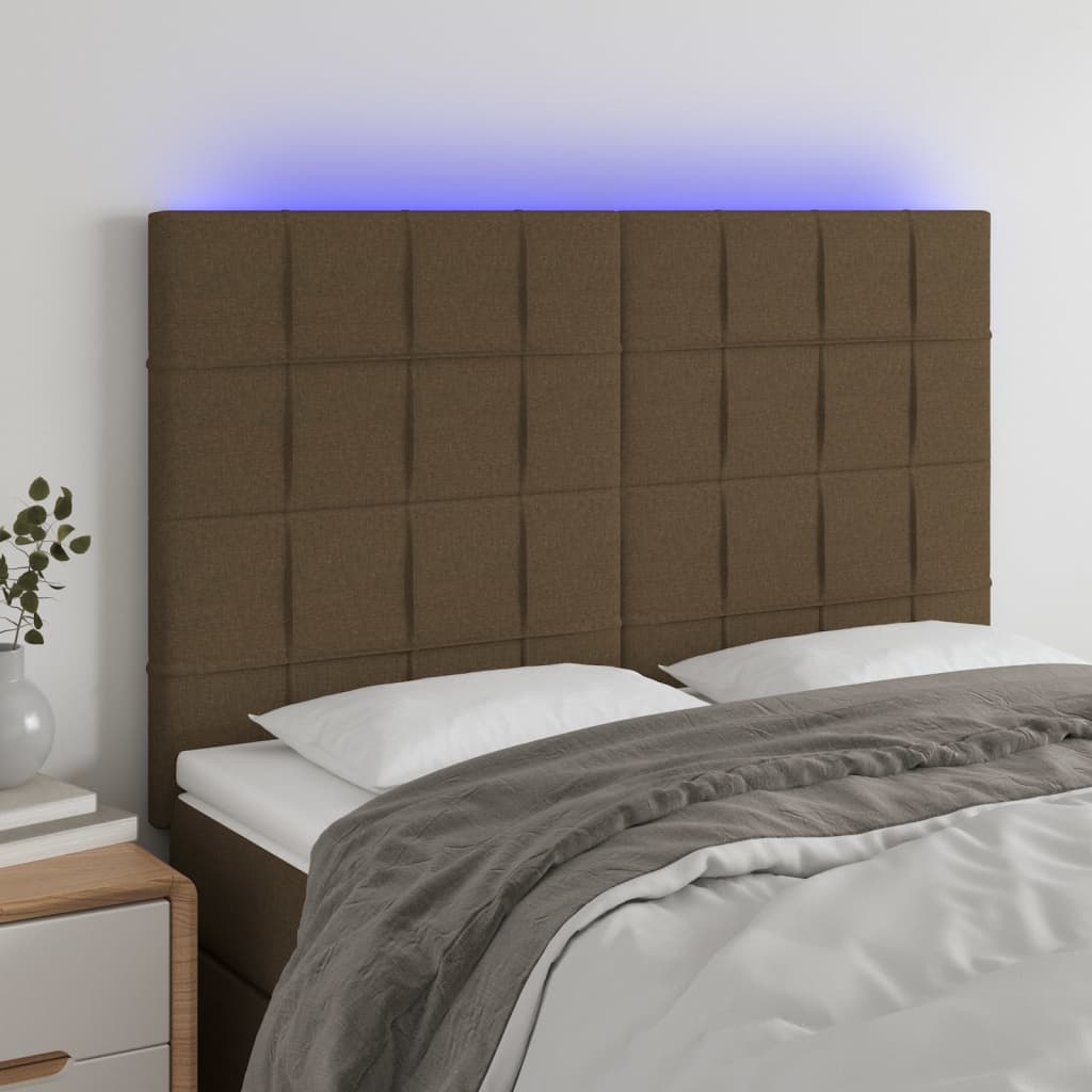 vidaXL sötétbarna szövet LED-es fejtámla 144x5x118/128 cm