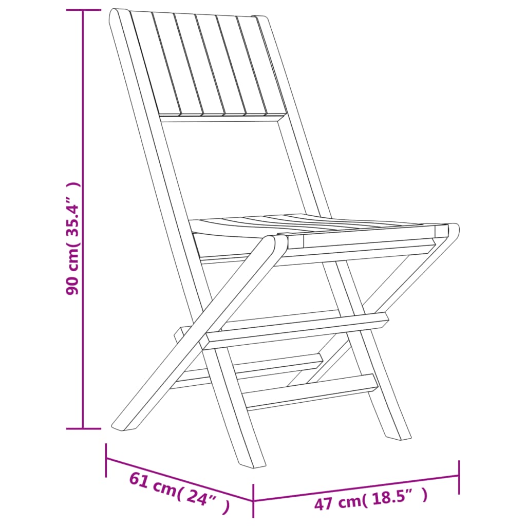 vidaXL 4 db tömör tíkfa összecsukható kerti szék 47 x 61 x 90 cm