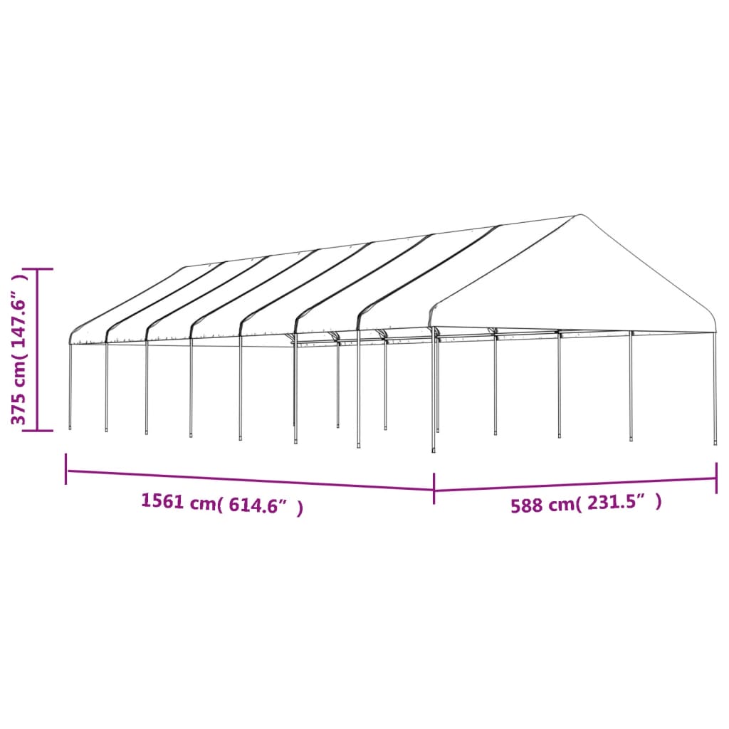 vidaXL fehér polietilén pavilon tetővel 15,61 x 5,88 x 3,75 m