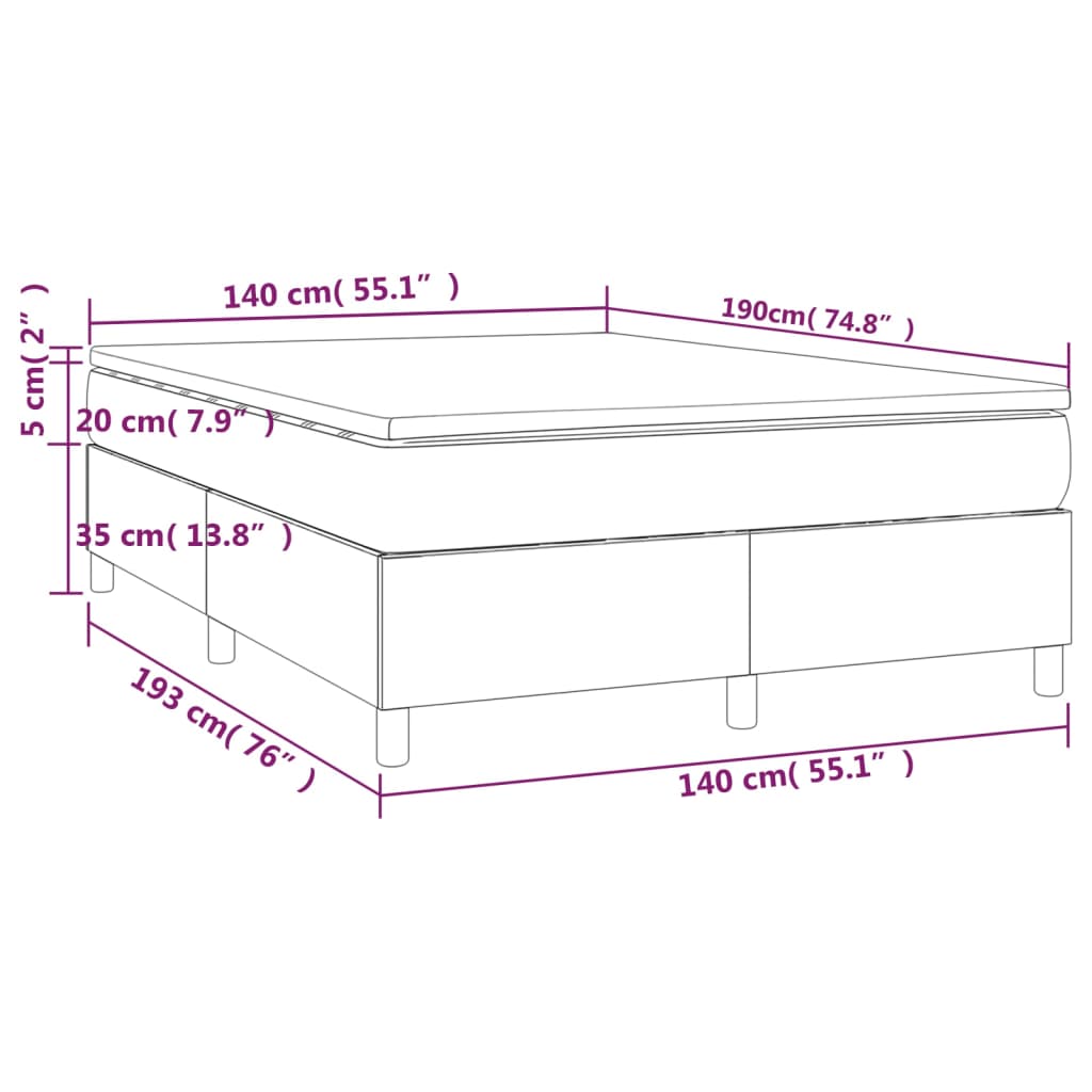 vidaXL fekete műbőr rugós ágy matraccal 140 x 190 cm