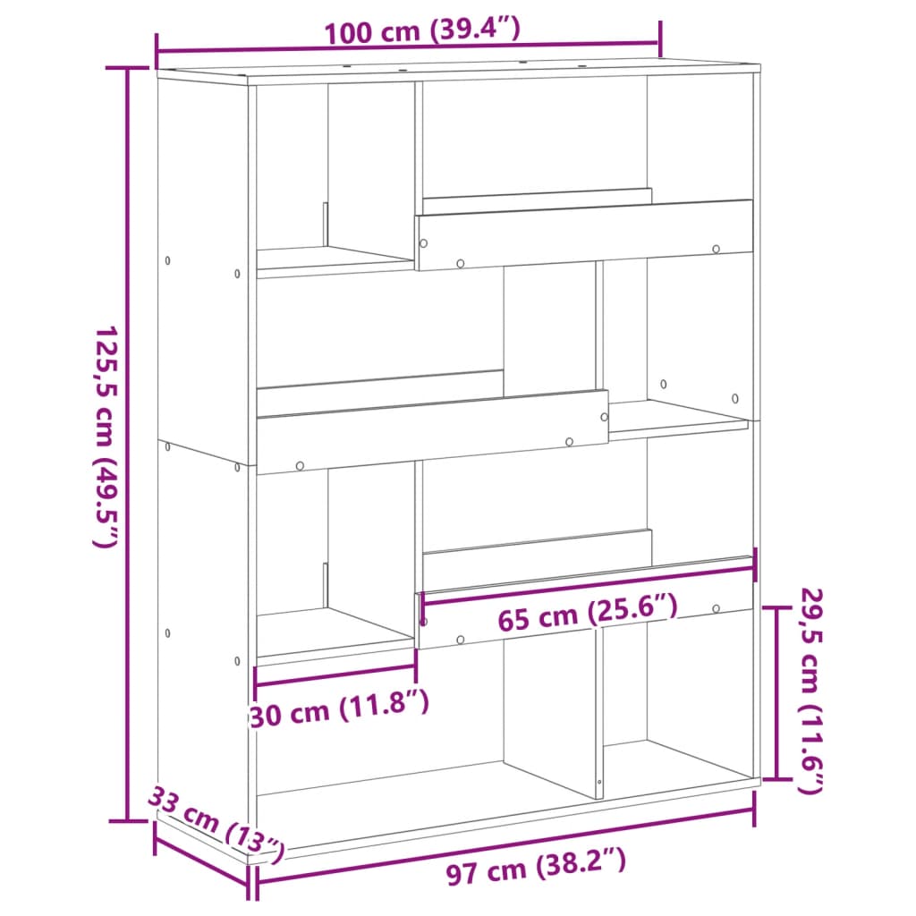 vidaXL fehér szerelt fa térelválasztó 100 x 33 x 125,5 cm