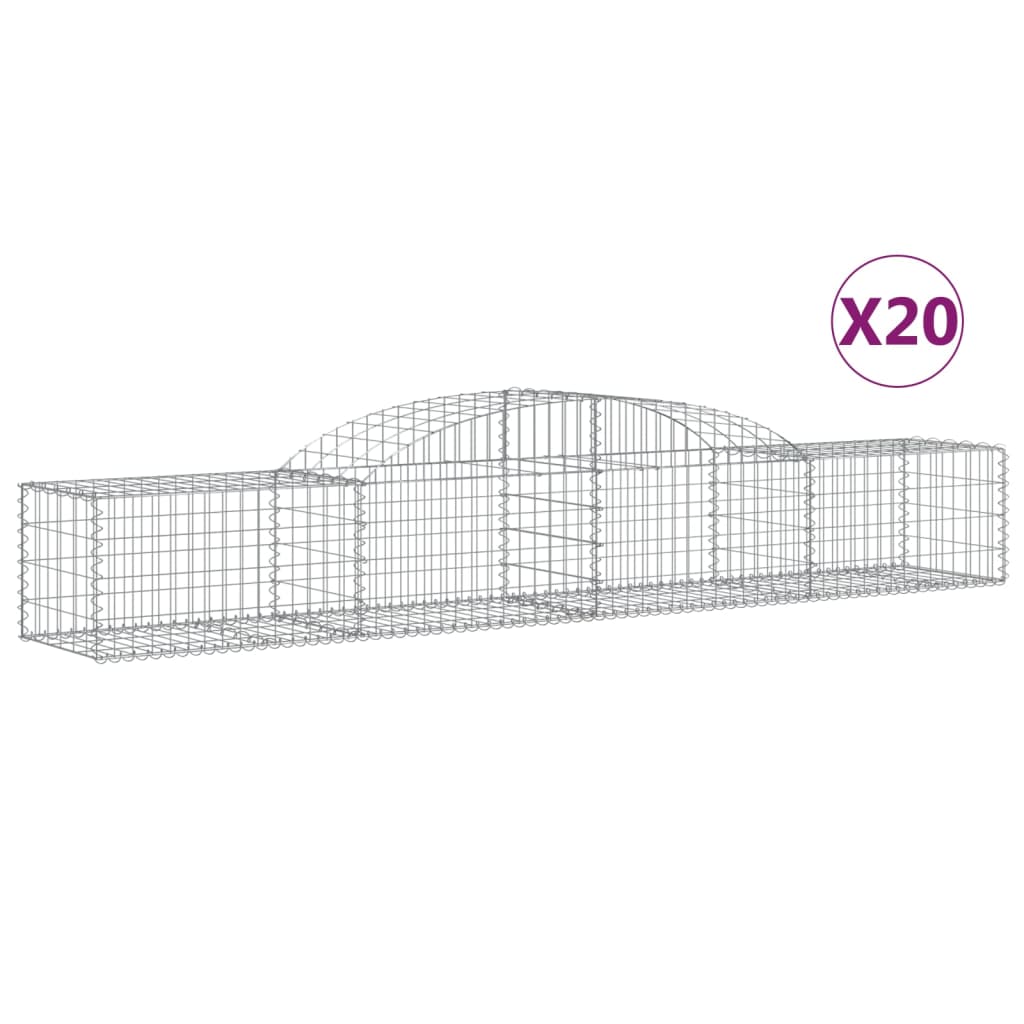 vidaXL 20 db íves horganyzott vas gabion kosár 300x50x40/60 cm