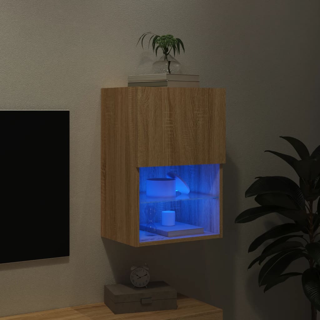 vidaXL sonoma tölgy színű TV-szekrény LED-lámpákkal 40,5x30x60 cm