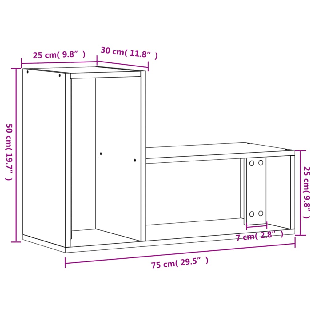 vidaXL 2 db sonoma tölgy színű szerelt fa TV-szekrény 75 x 30 x 50 cm