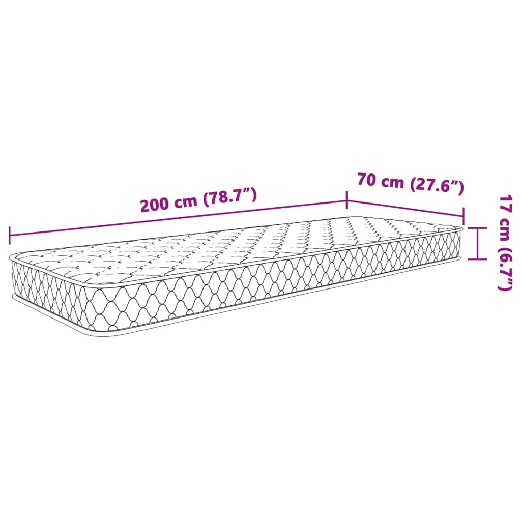 vidaXL fehér memóriahabos matrac 70 x 200 x 17 cm