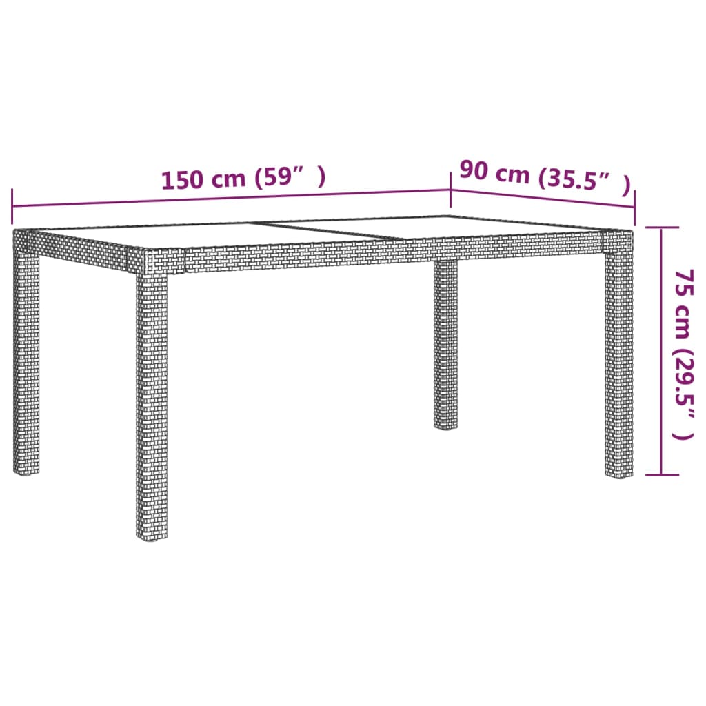 vidaXL 5 részes fekete polyrattan kültéri étkezőszett párnákkal