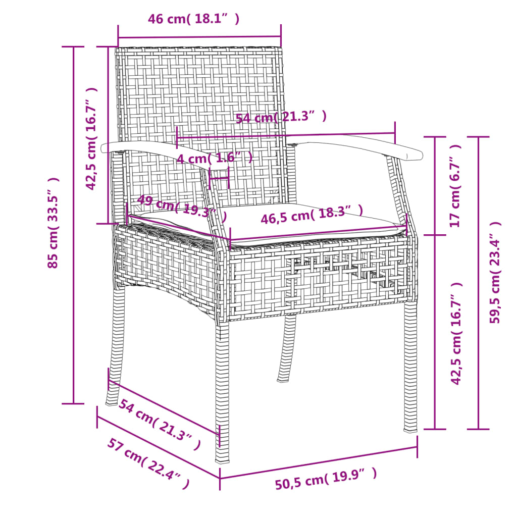 vidaXL 4 részes bézs polyrattan kerti étkezőgarnitúra párnákkal