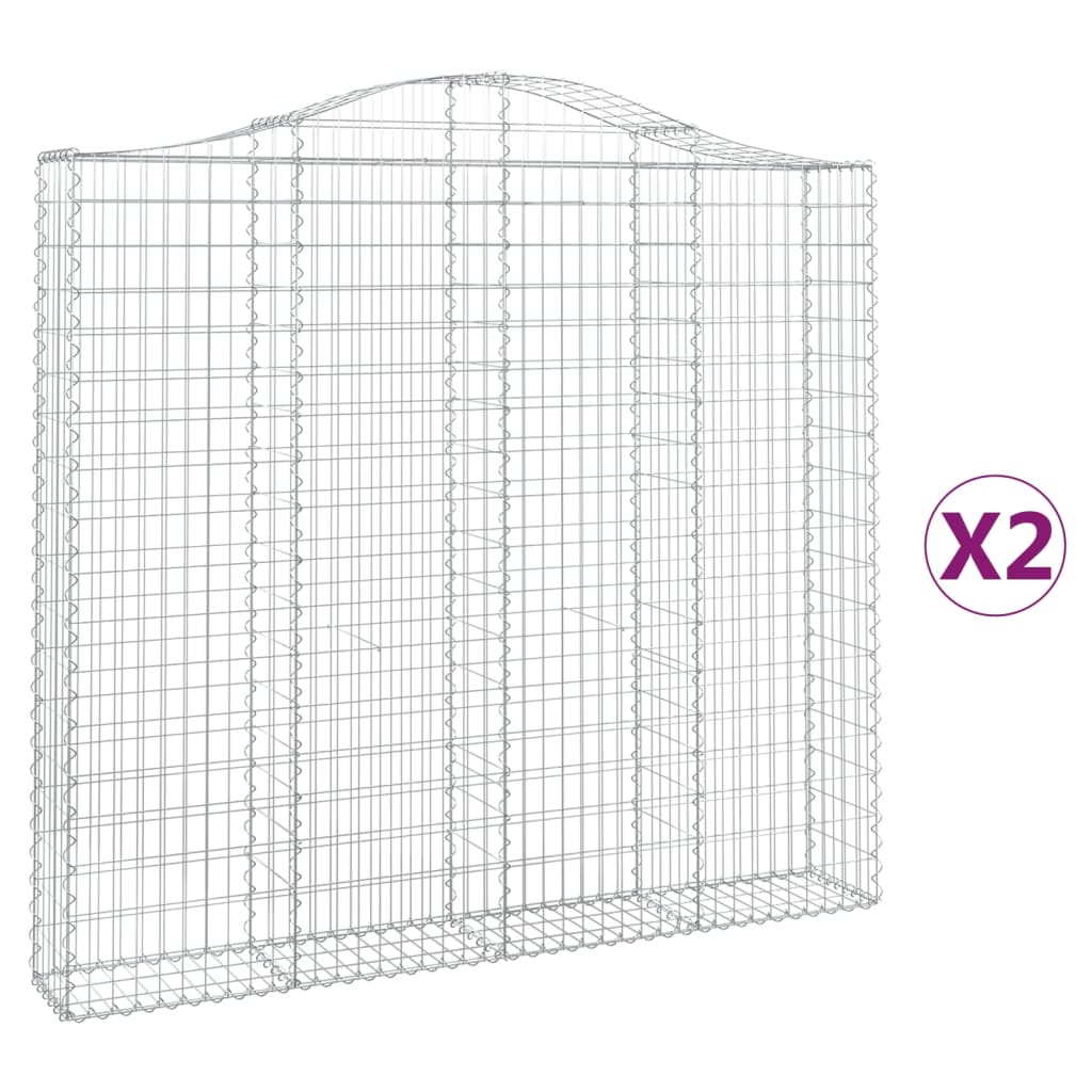 vidaXL 2 db íves horganyzott vas gabion kosár 200x30x180/200 cm