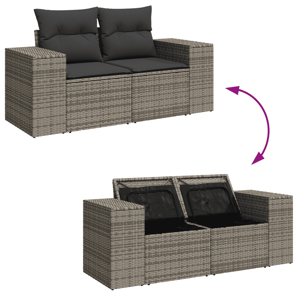 vidaXL 11 részes szürke polyrattan kerti ülőgarnitúra párnákkal