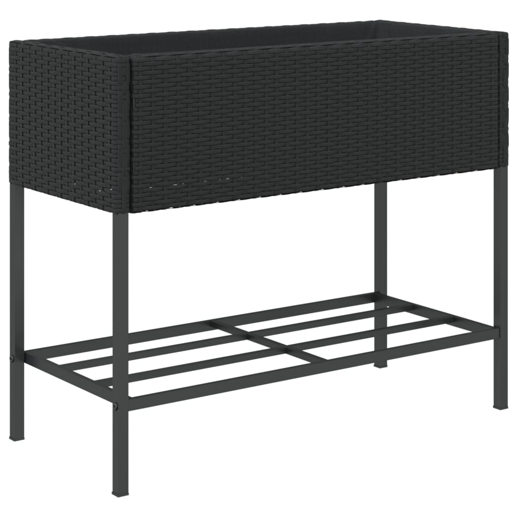 vidaXL 2 db fekete polyrattan kerti ültetőláda polccal 90 x 40 x 75 cm