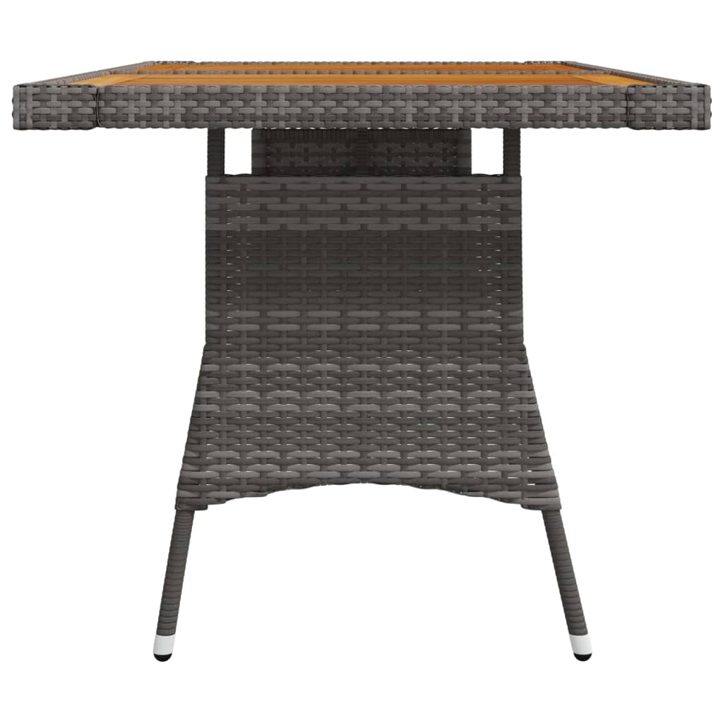 vidaXL szürke polyrattan és tömör akácfa kerti asztal 130 x 70 x 72 cm