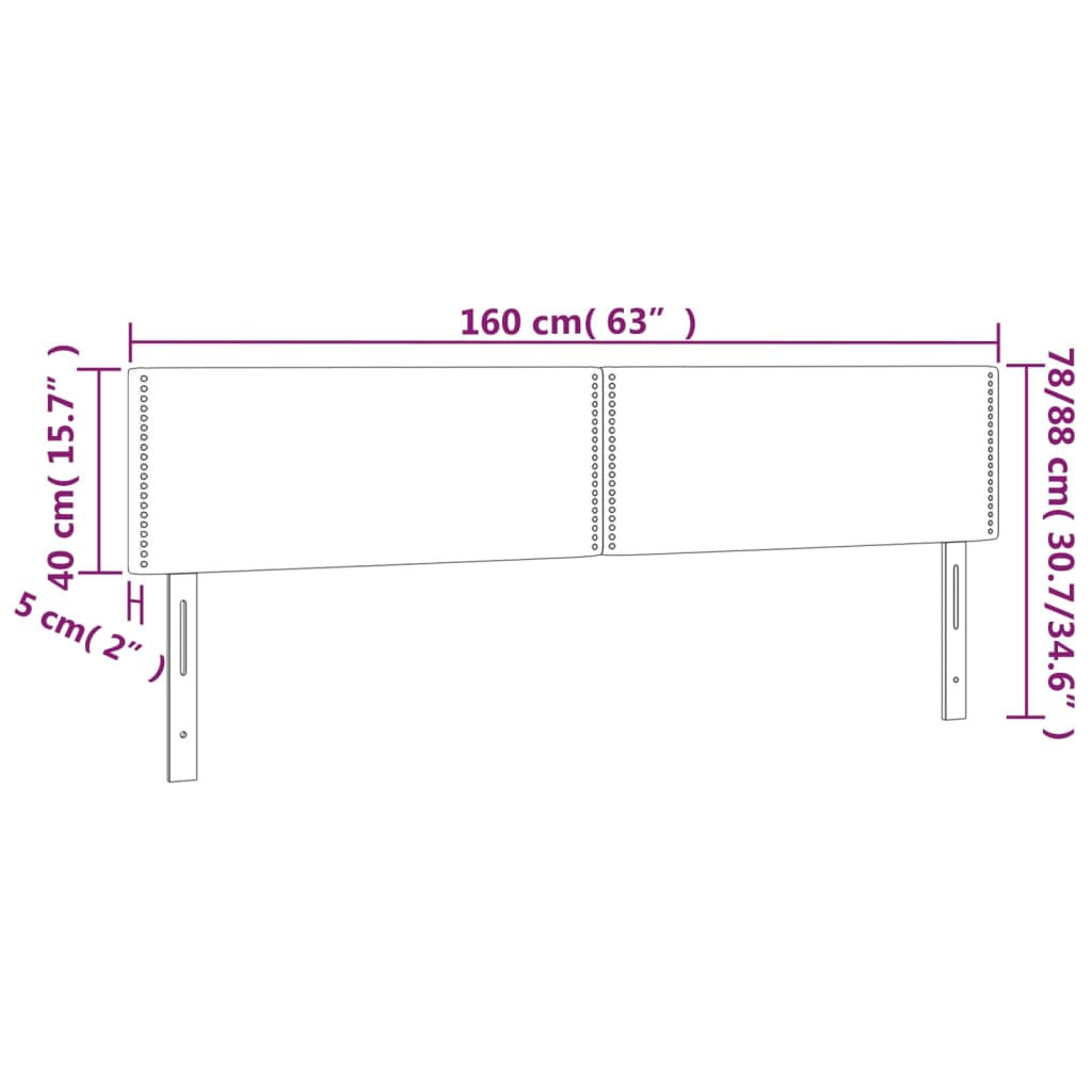 vidaXL 2 db fekete műbőr fejtámla 80 x 5 x 78/88 cm