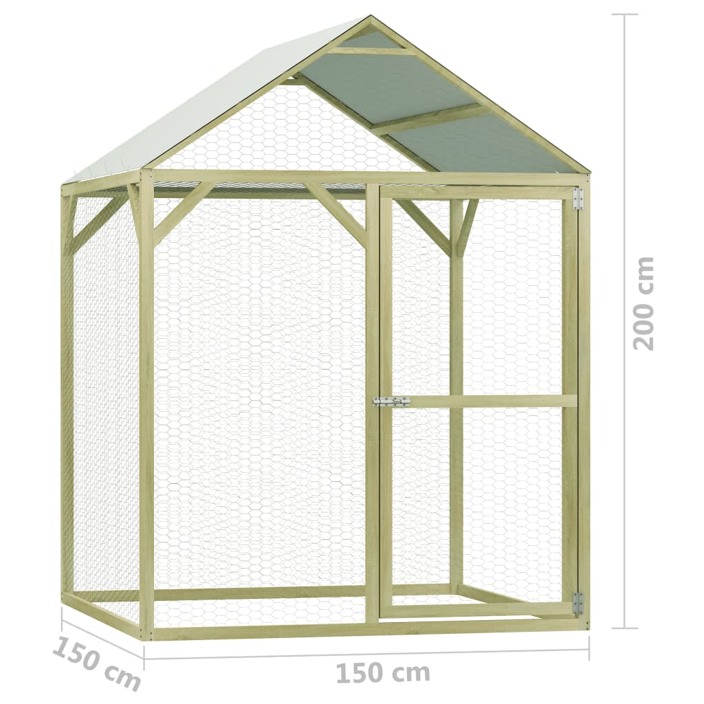 vidaXL impregnált fenyőfa tyúkól 1,5 x 1,5 x 2 m