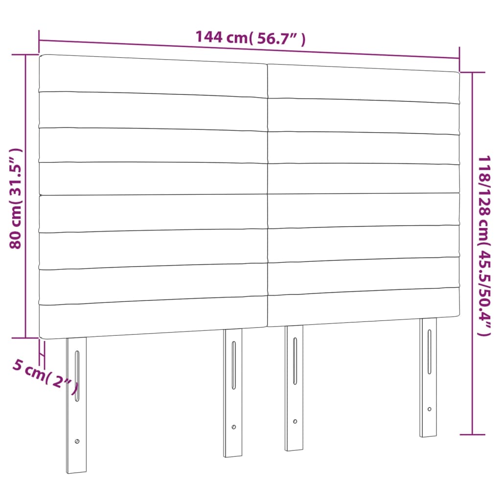 vidaXL sötétszürke bársony LED-es fejtámla 144x5x118/128 cm