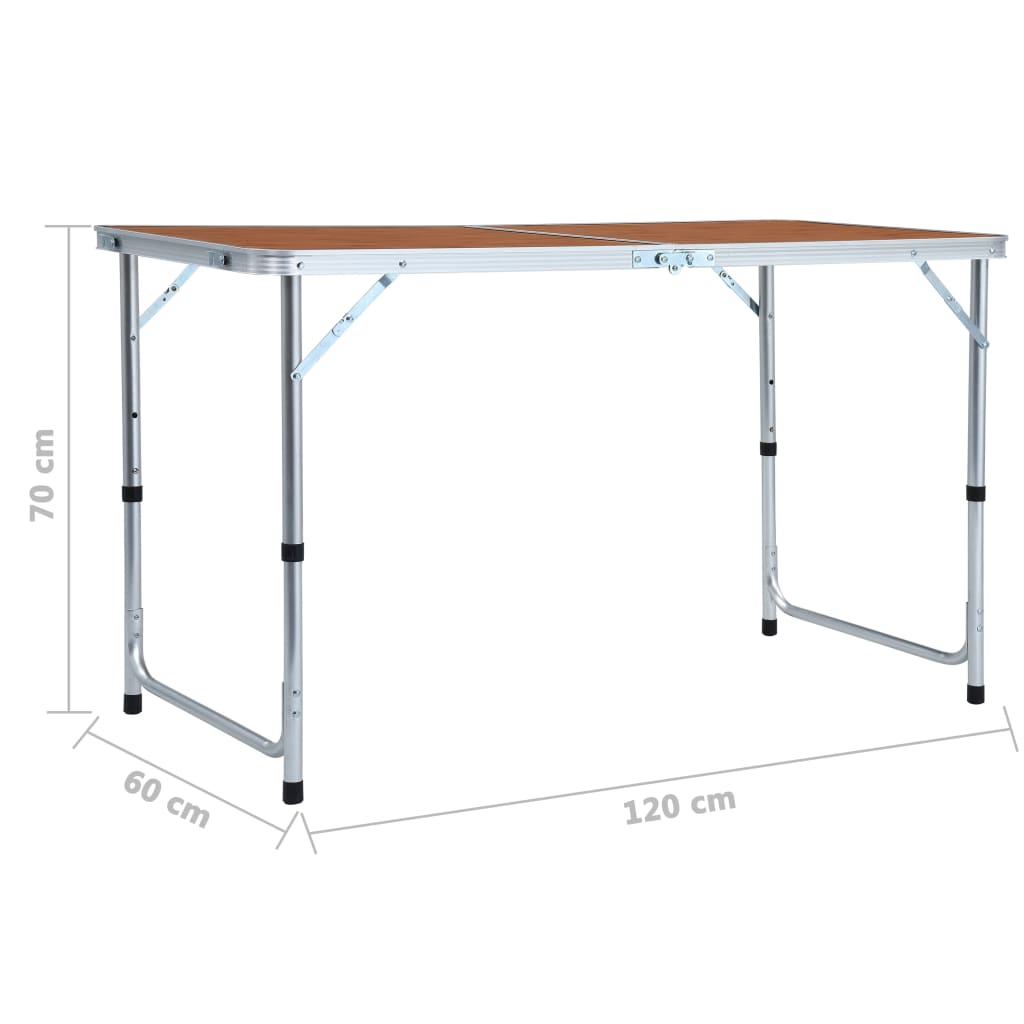 vidaXL összecsukható alumínium kempingasztal 120 x 60 cm