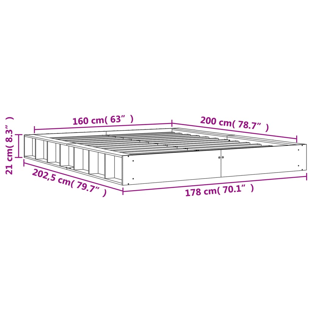 vidaXL viaszbarna tömör fenyőfa ágy matrac nélkül 160 x 200 cm