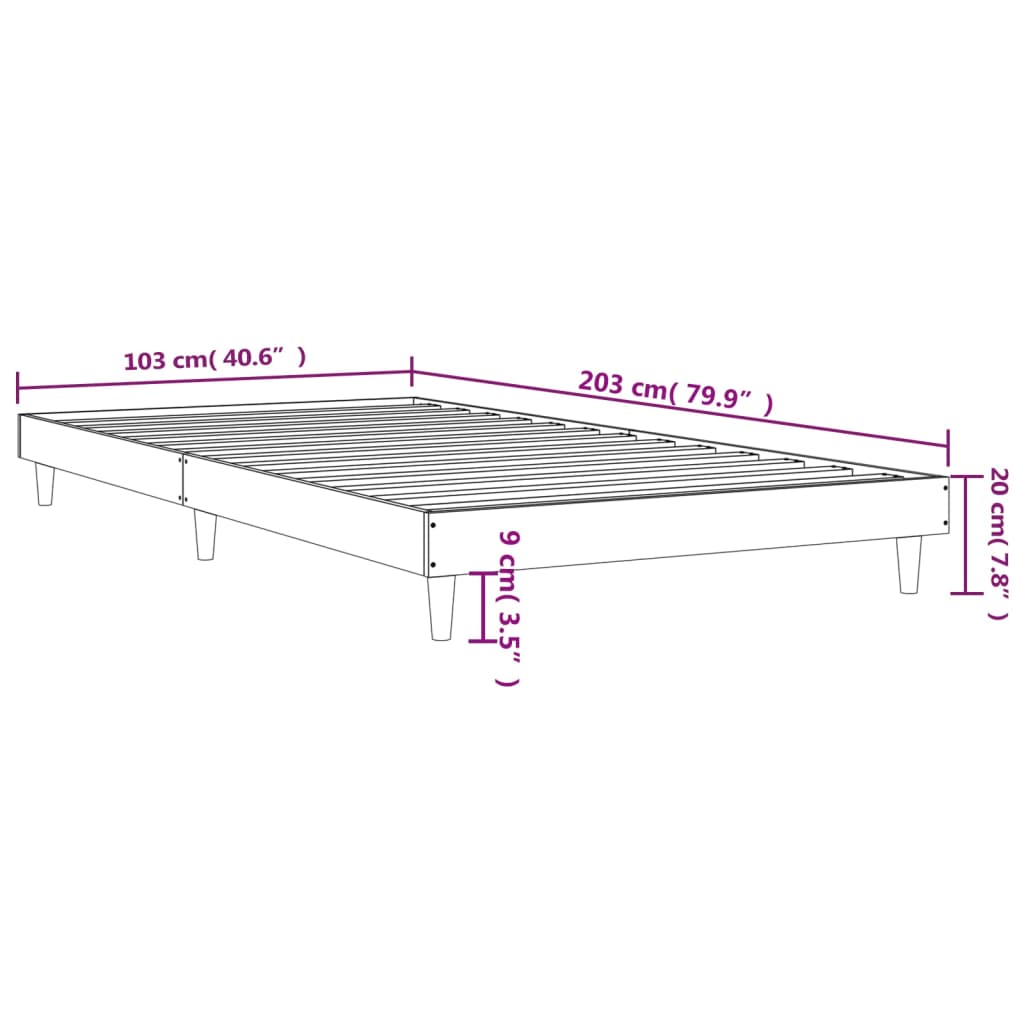 vidaXL sonoma tölgy színű szerelt fa ágykeret matrac nélkül 100x200 cm