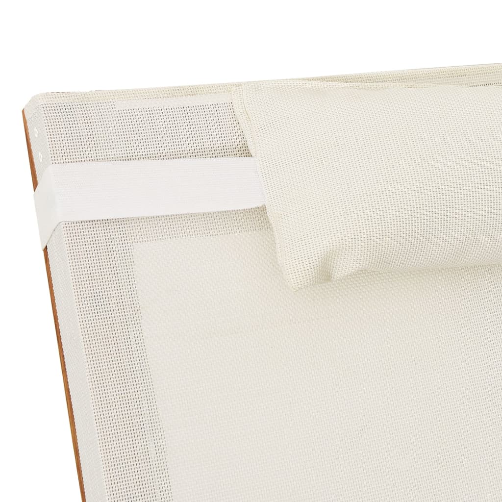 vidaXL fehér textilén és tömör nyárfa napozóágy párnával
