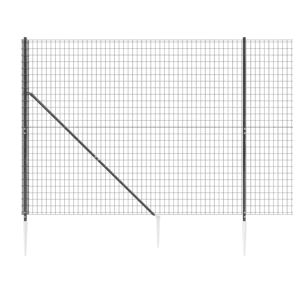 vidaXL antracitszürke dróthálós kerítés cövekekkel 1,8 x 10 m