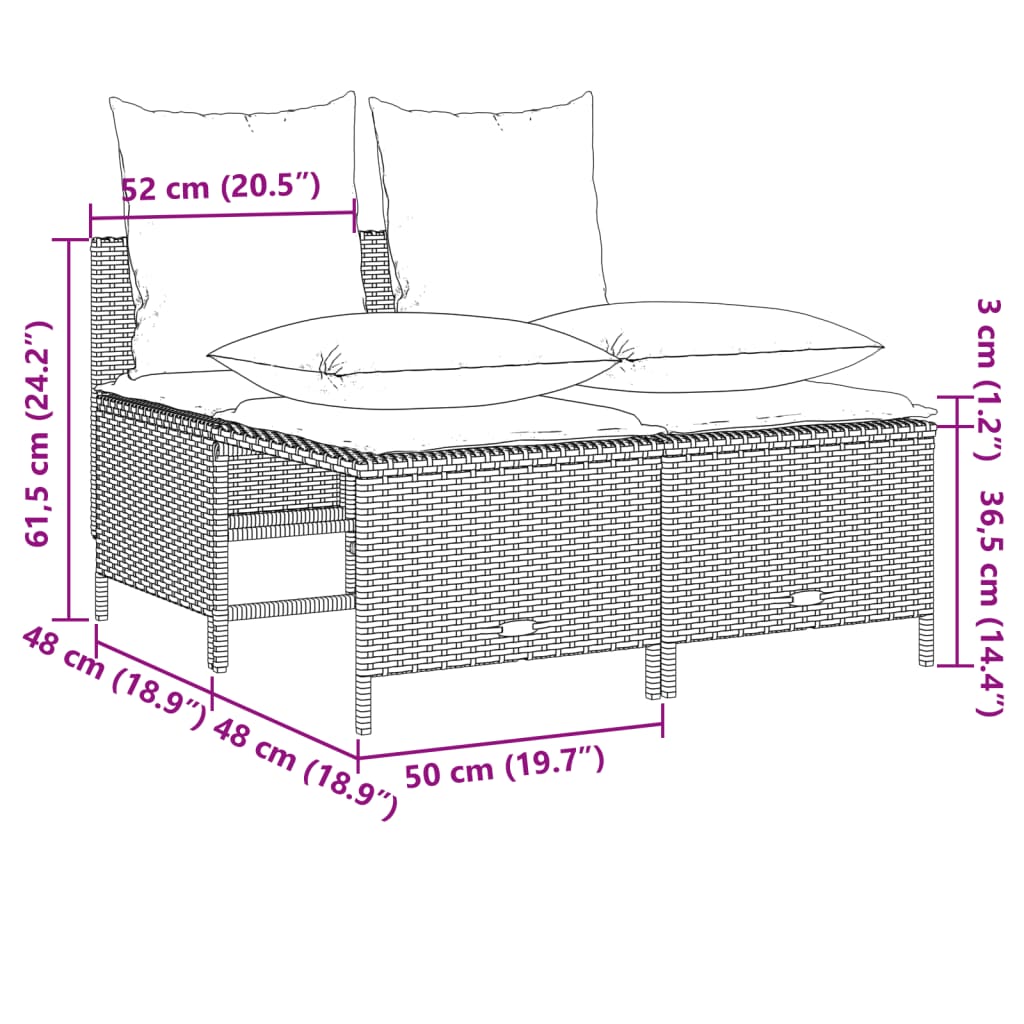 vidaXL 4 részes bézs polyrattan kerti ülőgarnitúra párnákkal