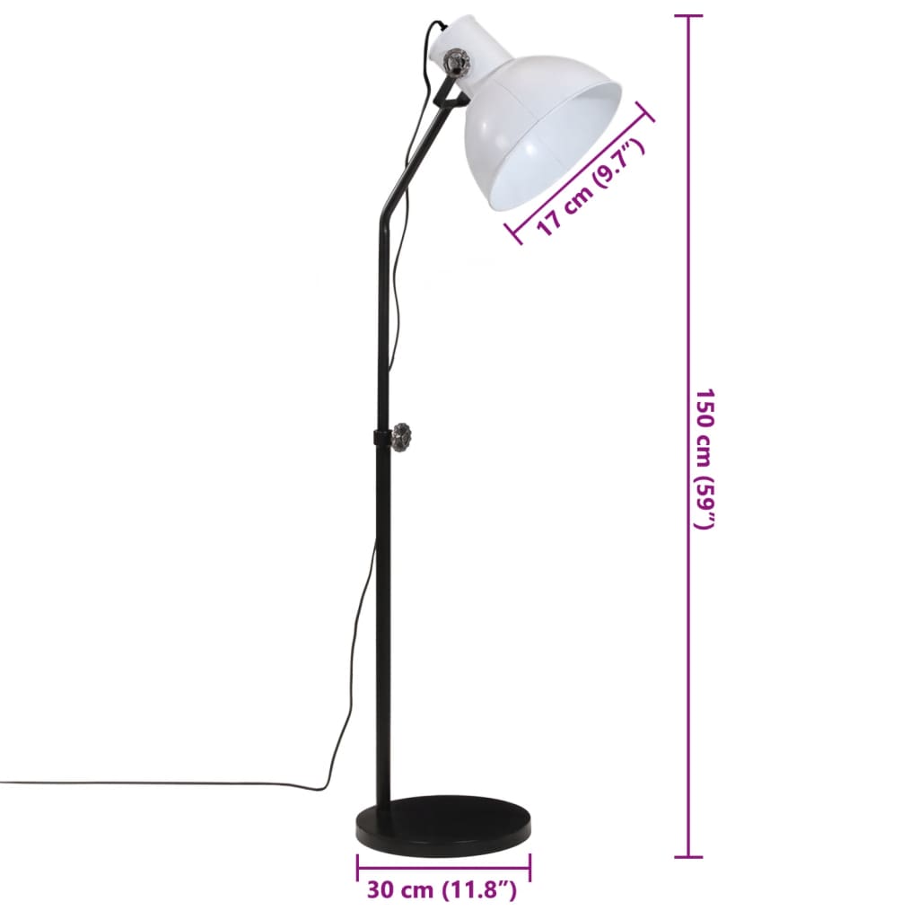 vidaXL fehér állólámpa 25 W 30x30x90-150 cm E27