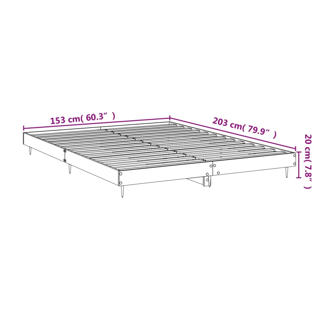 vidaXL füstös tölgy színű szerelt fa ágykeret matrac nélkül 150x200 cm